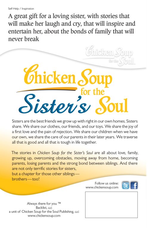 Chicken Soup for the Sister's Soul back cover